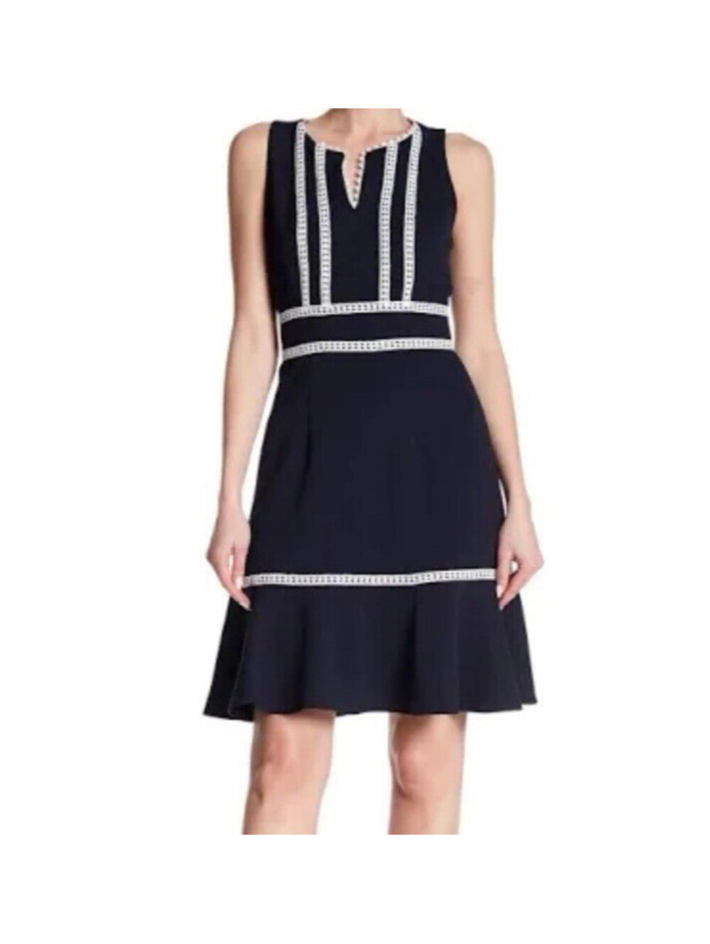 Nanette Lepore Black White Sleeveless Fit & Flare Dress Size 6 MSRP $148